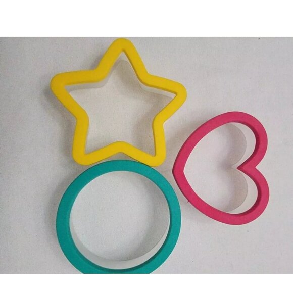 Set of 9 Cookie Cutters 3 each Star, Circle and Heart 3 1/4" Soft Edges - Picture 2 of 5